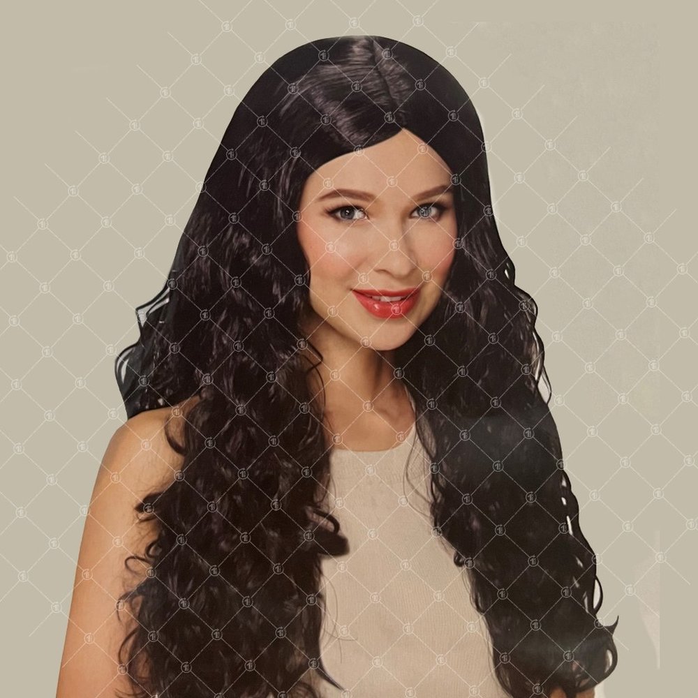 1167 - NEW Halloween Adult (14+) Costume Black Long Curly Hair Wig (One Size)